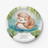 Eenvoudige vreugdevolle Otter Verjaardag Papieren Bordje (Voorkant)