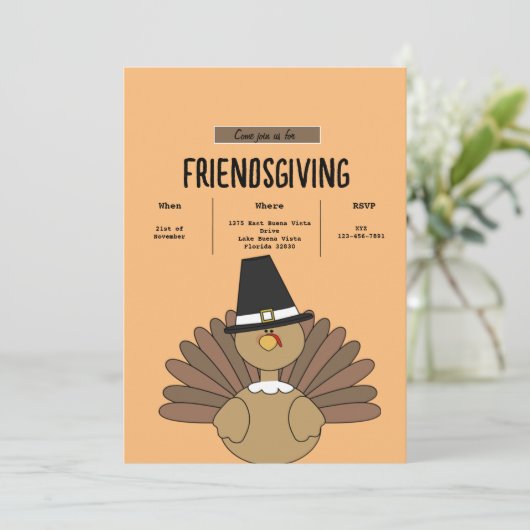 Eenvoudige Vriendsgiving Kaart (Staand voorkant)