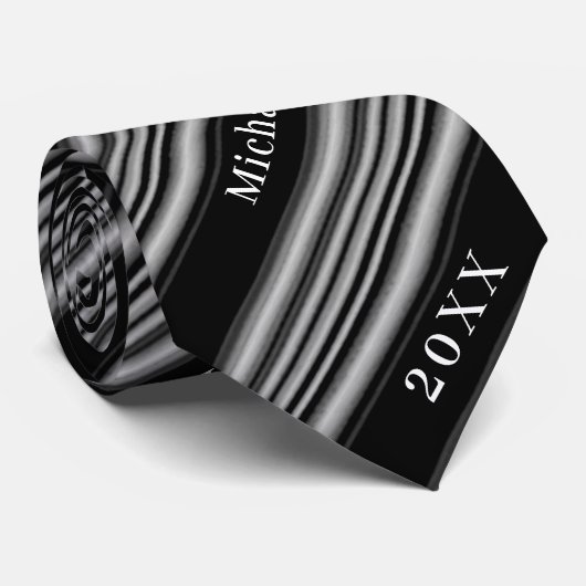 Eenvoudige vrijgezellenfeest Zwart & Wit Gestreept Stropdas (Opgerold)