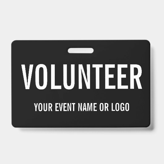 Eenvoudige vrijwilliger zwart-wit evenement badge (Voorzijde)