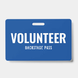 Eenvoudige vrijwilligerspas blauwe horizontale ID- Badge
