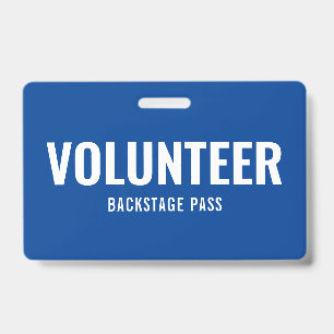 Eenvoudige vrijwilligerspas blauwe horizontale ID- Badge