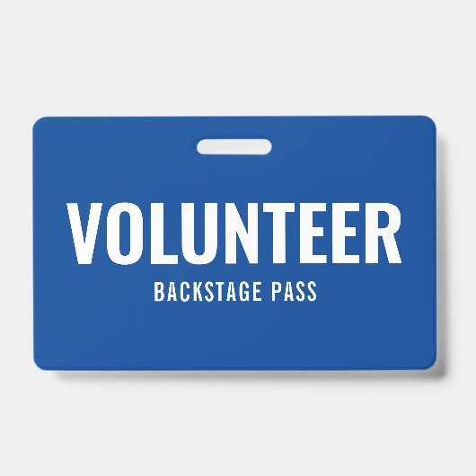 Eenvoudige vrijwilligerspas blauwe horizontale ID- Badge (Voorzijde)