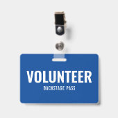 Eenvoudige vrijwilligerspas blauwe horizontale ID- Badge (Voorzijde met clip)