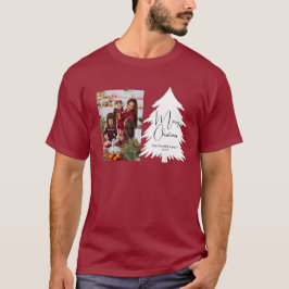 Eenvoudige vrolijk kerstfeest dennenboom familie f t-shirt