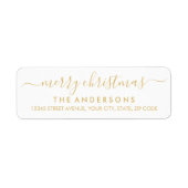 Eenvoudige Vrolijk Kerstmis Goud Modern Script Vak Etiket (Voorkant)