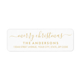 Eenvoudige Vrolijk Kerstmis Goud Modern Script Vak Etiket