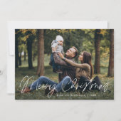 Eenvoudige vrolijk kerstscript foto feestdagenkaart (Voorkant)