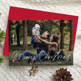 Eenvoudige vrolijk kerstscript foto feestdagenkaart