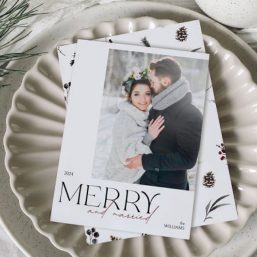 Eenvoudige vrolijke en getrouwde Passen getrouwd F Feestdagenkaart