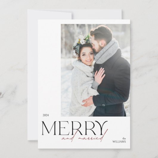 Eenvoudige vrolijke en getrouwde Passen getrouwd F Feestdagenkaart (Voorkant)