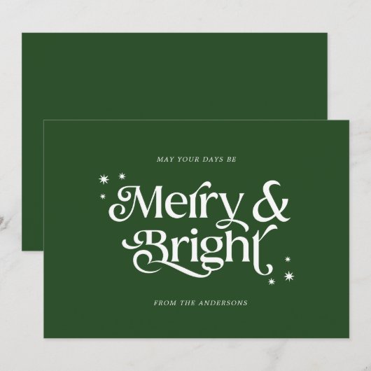 Eenvoudige vrolijke en heldere kerst feestdagenkaart (Voorkant / Achterkant)