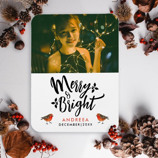 Eenvoudige vrolijke en heldere kerst Robin foto ty Magneet