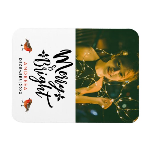 Eenvoudige vrolijke en heldere kerst Robin foto ty Magneet (Horizontaal)