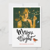 Eenvoudige vrolijke en heldere rode kerst Robin fo Feestdagenkaart (Voorkant)