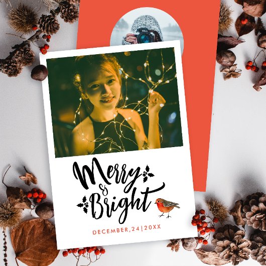 Eenvoudige vrolijke en heldere rode kerst Robin fo Feestdagenkaart