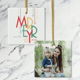 Eenvoudige vrolijke foto rood geel keramisch ornament