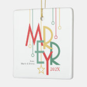 Eenvoudige vrolijke foto rood geel keramisch ornament (Links)