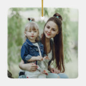 Eenvoudige vrolijke foto rood geel keramisch ornament (Achterkant)