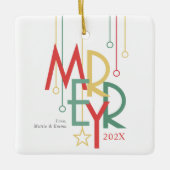 Eenvoudige vrolijke foto rood geel keramisch ornament (Voorkant)