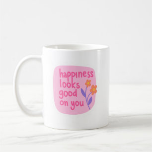 Eenvoudige vrolijke herinnering Joy Soft Pink Lett Koffiemok