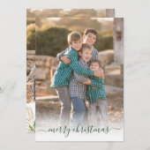 Eenvoudige Vrolijke Kerst Elegante Groene Script F Feestdagenkaart (Voorkant / Achterkant)