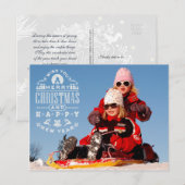 Eenvoudige vrolijke kerst en gelukkig nieuwjaarsfo briefkaart (Voorkant / Achterkant)