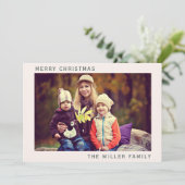 Eenvoudige vrolijke kerst familie foto feestdagenkaart (Staand voorkant)