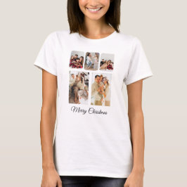 Eenvoudige vrolijke kerst foto collage t-shirt