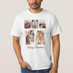 Eenvoudige vrolijke kerst foto collage t-shirt