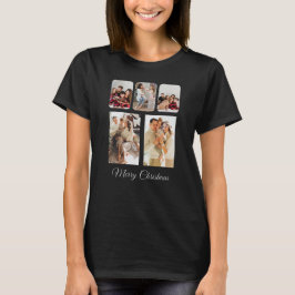 Eenvoudige vrolijke kerst foto collage t-shirt