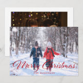 Eenvoudige vrolijke kerst foto kerstkaart (Voorkant / Achterkant)