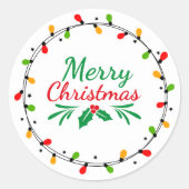 Eenvoudige vrolijke kerst groen en rood ronde sticker (Voorkant)