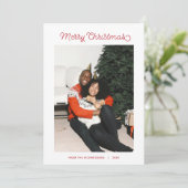 Eenvoudige vrolijke kerst moderne script foto feestdagenkaart (Staand voorkant)