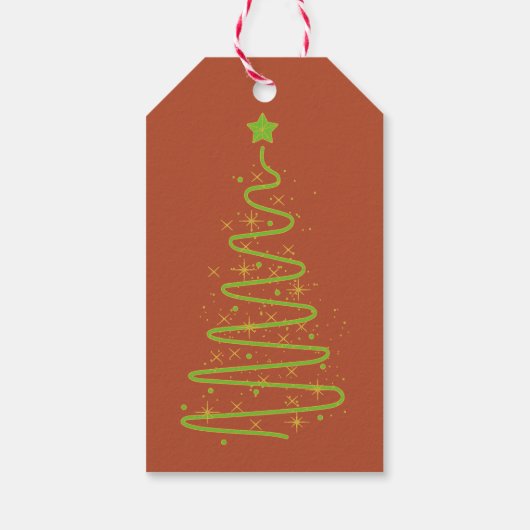 Eenvoudige vrolijke kerst roodbruin cadeau Label Cadeaulabel (Achterkant)