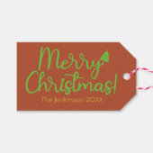 Eenvoudige vrolijke kerst roodbruin cadeau Label Cadeaulabel (Voorkant (Horizontaal))