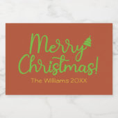 Eenvoudige vrolijke kerst roodbruin voedselcontainer etiket (Enkel label)