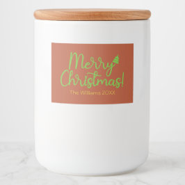 Eenvoudige vrolijke kerst roodbruin voedselcontainer etiket