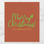 Eenvoudige vrolijke kerst roodbruin wijn etiket (Enkel label)