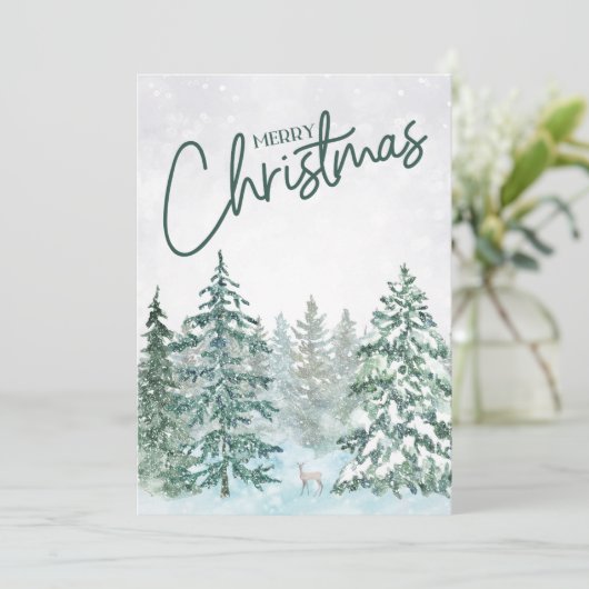 Eenvoudige vrolijke kerstboodschap Herten in de Bo Feestdagenkaart (Staand voorkant)