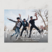 Eenvoudige Vrolijke Kerstkalligrafie 1 Foto Briefkaart (Voorkant)