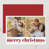 Eenvoudige Vrolijke Kerstmis 2 Foto Kerstmis Feestdagenkaart (Voorkant / Achterkant)