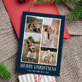 Eenvoudige Vrolijke Kerstmis 4 Fotocollage | BLAUW Feestdagenkaart