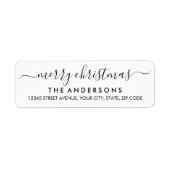 Eenvoudige vrolijke Kerstmis Black Script Vakantie Etiket (Voorkant)