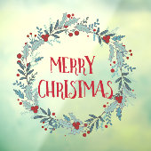 Eenvoudige Vrolijke Kerstmis Bloem Krans Shop Raamsticker (Vel 3)