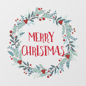 Eenvoudige Vrolijke Kerstmis Bloem Krans Shop Raamsticker (Vel)