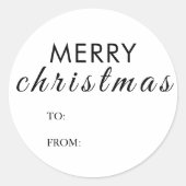 Eenvoudige Vrolijke Kerstmis Gift Naam Ronde Sticker (Voorkant)