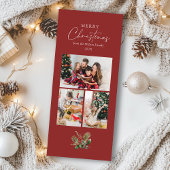 Eenvoudige Vrolijke Kerstmis Greenery Fotocollage Feestdagenkaart