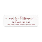 Eenvoudige Vrolijke Kerstmis Rode Moderne Script V Etiket (Voorkant)