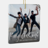 Eenvoudige Vrolijke Kerstmis Zwart & Wit Kerstmis Keramisch Ornament (Rechts)